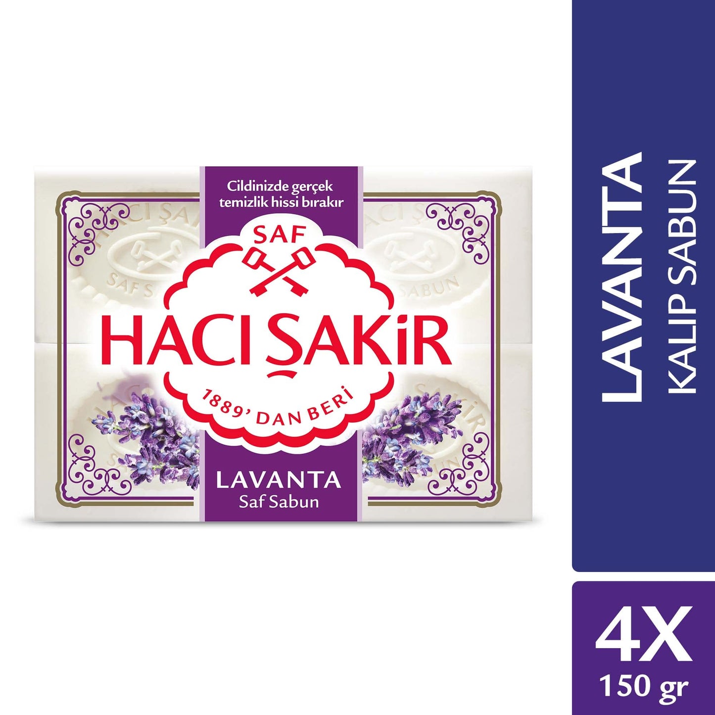 hacisakir Pure Soap with Lavender 4x150g Turkish, Pure and Natural (Set of 2, total 2lb (Lavender)