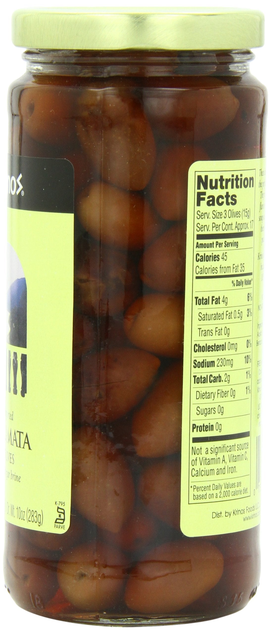 Krinos Kalamata Olives in Vinegar Brine, 16.0 Ounce (Pack of 6)