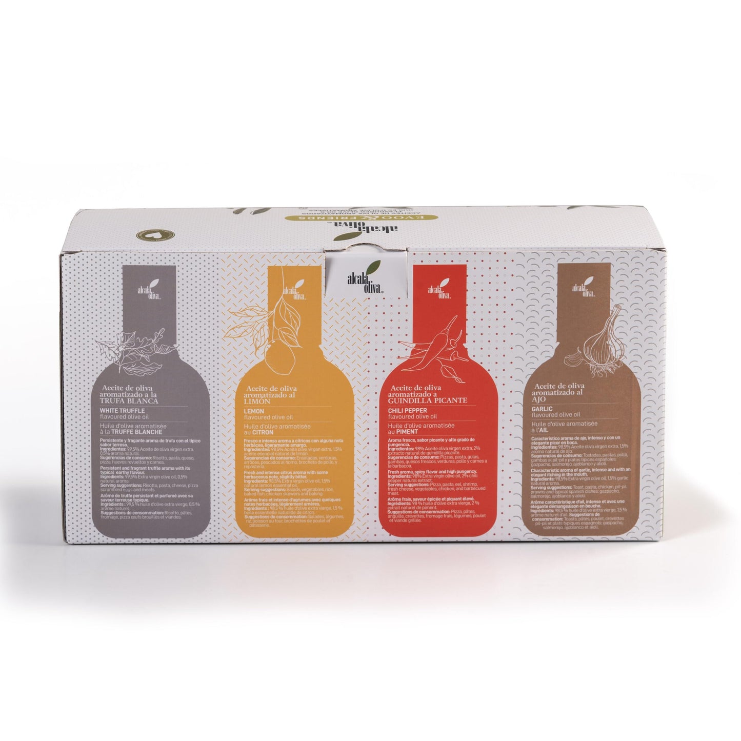 FLAVOURED OLIVE OIL GIFT BOX | EVOO & FRIENDS | 4 x 8.5 fl oz | 4 VARIETIES | Pack of 1