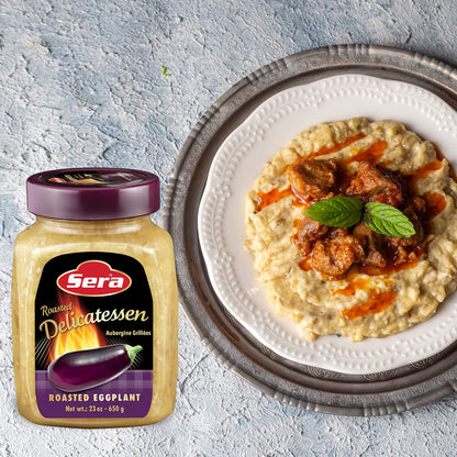 Sera Roasted Delicatessen Roasted Eggplant 23 Oz | Ready to Serve Precooked Eggplant | Smokey Flavor | Perfect for Grilling, Vegetables, Meats, Sandwiches! | Kosher