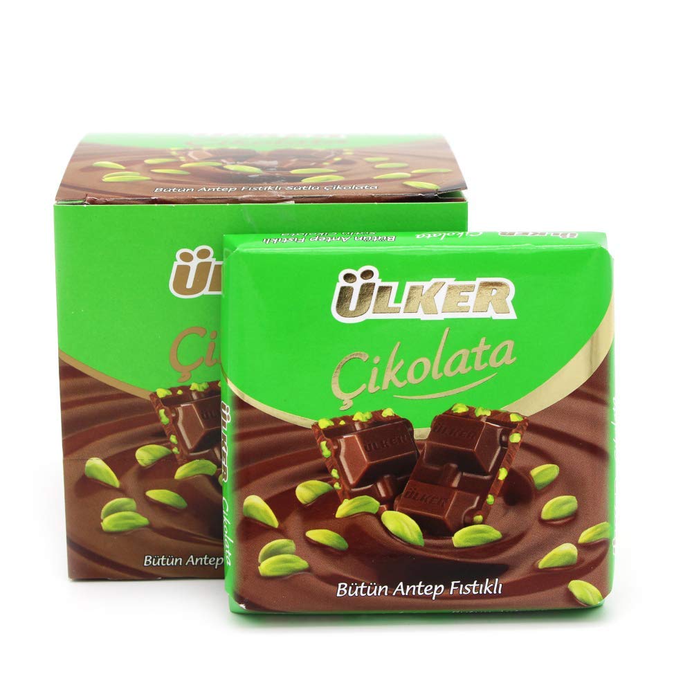 Ulker Turkish Milk Chocolate with Pistachio (Sutlu Fistikli Cikolata) 30 x 70 Gr