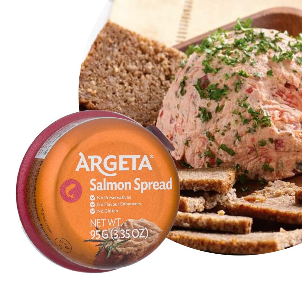 MOVEX Argeta Pate Spread Variety Pack, 6 Pack (2 Chicken, 2 Tuna, 2 Salmon), Orange/blue/red/green
