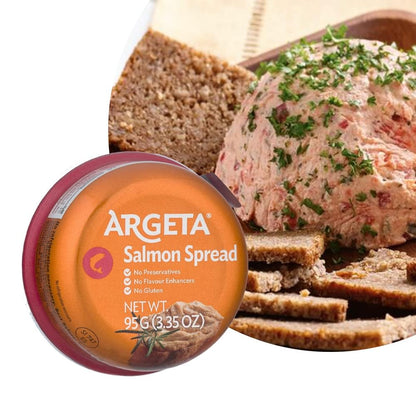 MOVEX Argeta Pate Spread Variety Pack, 6 Pack (2 Chicken, 2 Tuna, 2 Salmon), Orange/blue/red/green