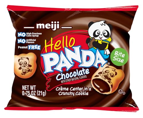 Meiji Hello Panda Cookies, Chocolate Crème Filled - 32 Count, 0.75oz Packages - Bite Sized Cookies with Fun Panda Sports