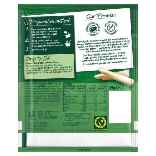 Knorr Gourmet Creamy Asparagus Packet Soup Mix 49g, Pack of 3 (3x1.73oz) Irish recipe