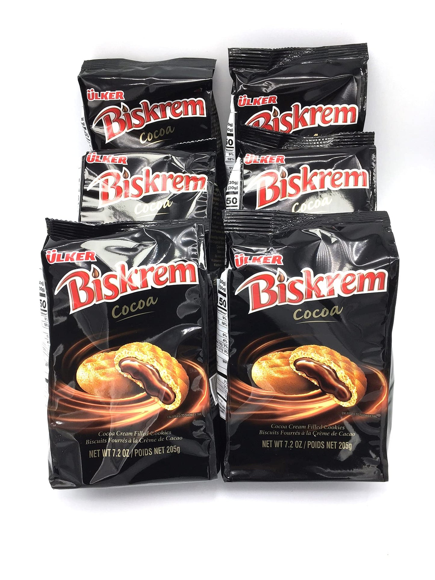Ulker Biskrem 7.02oz each Pack of 6 Cocoa Cream Filled Cookies ( 205gr)