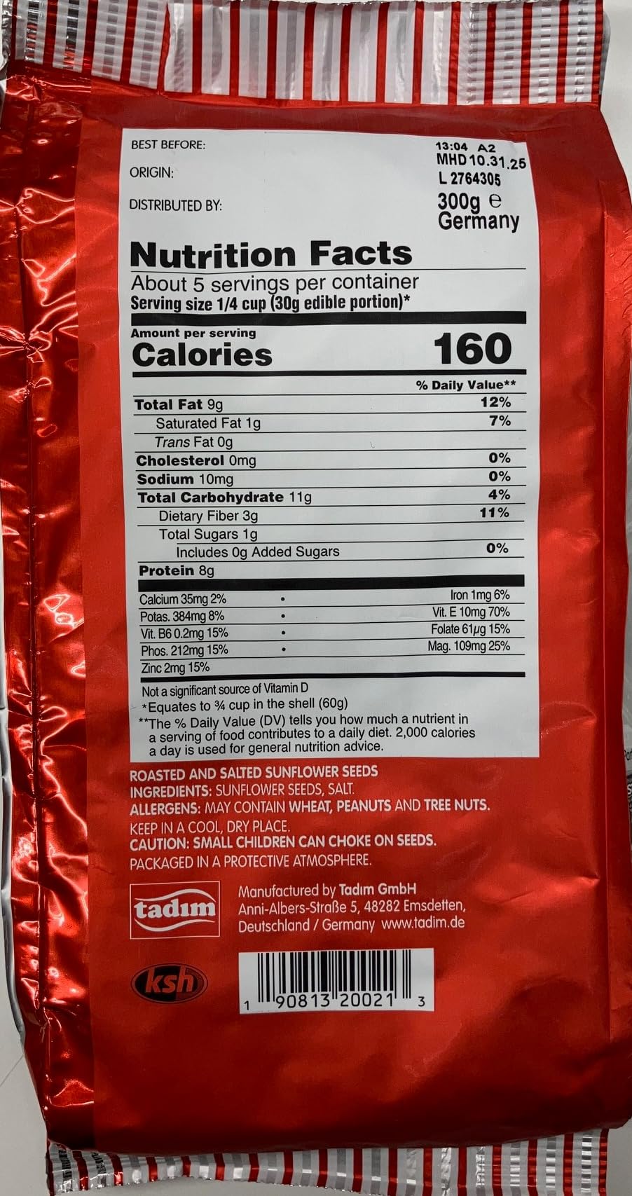 Tadimm sunflower seeds from Germany 10.5oz, Pack of 2