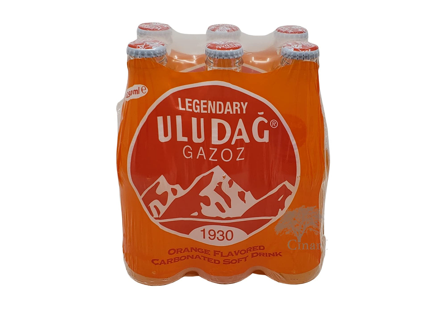 Uludag Legendary Orange Flavored Carbonated Soft Drink - Portakal Efsane Gazoz - 6 Pack (8.4 oz / 250 ml)