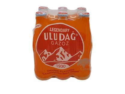 Uludag Legendary Orange Flavored Carbonated Soft Drink - Portakal Efsane Gazoz - 6 Pack (8.4 oz / 250 ml)