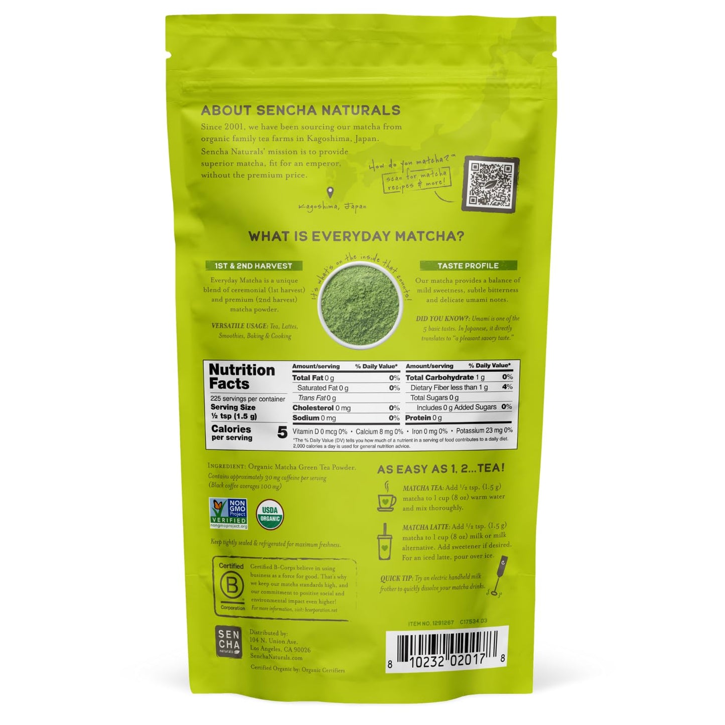 Sencha Naturals Organic Matcha Powder Authentic Japanese Origin - First Harvest, 1 oz Tin