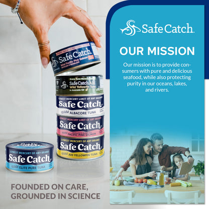 Safe Catch Wild Ahi Yellowfin Tuna Fish, Wild Caught, Lowest Mercury, Lean Protein, Omega 3, Gluten-Free, Kosher