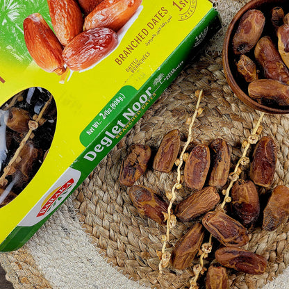 Baraka Branched Deglet Noor Dates | Tunisian Royal Date, Mother of all Dates, Queen Date Variety for Healthy Snacking, Mediterranean Cooking, Baking | 35.27oz Box of Dried Dates, Import of Tunisia