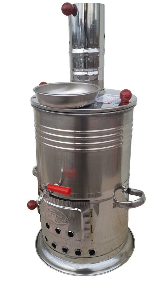 Semaver - Turkish Tea Maker Kettle with single taps -Silver color-chrome & tea makerFree Energy Water Heater Camping Hiking Hunting BBQ Semavor by TURK-SELL
