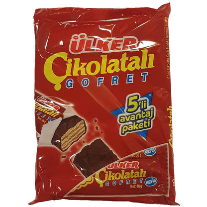 Ulker Chocolate Wafer Bars 5 pcs/bag (Pack of 3)