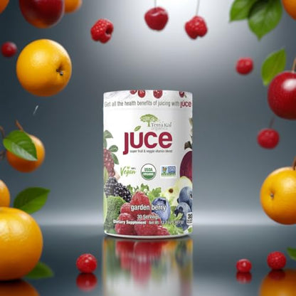 Terra-Kai Organics Juce Super Fruit and Veggie Blend Drink, 12.2-Ounce Garden Berry, 30 Servings, Greens Powder, Green Juice Powder, Super Food, Greens Drink (Pack 2)