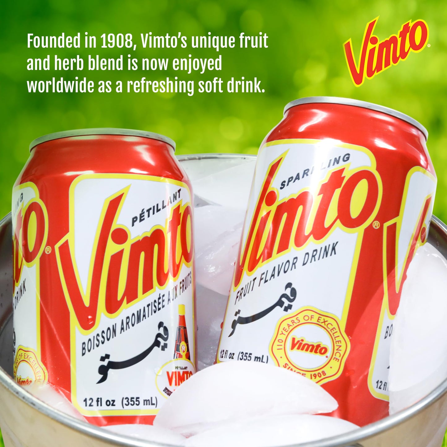 Vimto Sparkling Fruit Flavored Drink, Flavored with Natural Extracts of Blackcherry, Rasberry Juice and Herbs