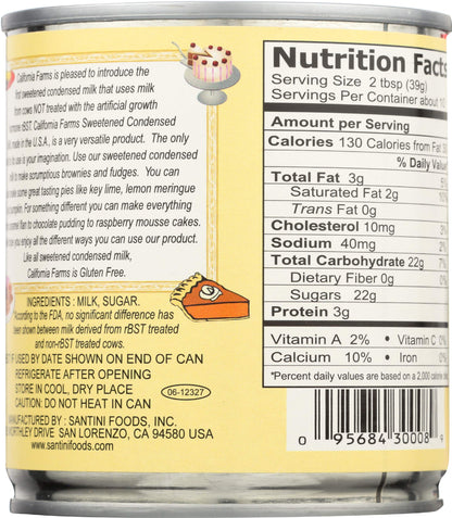 California Farms Sweetened Condensed Milk - Case of 24 - 14 Fl oz.