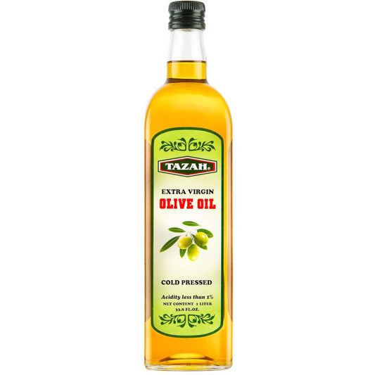 Tazah First Cold Pressed Lebanese 100% Extra Virgin Olive Oil 33.8 fl oz - 1 Liter