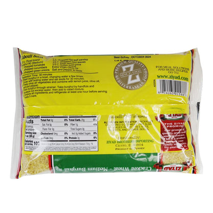 Ziyad Cracked Bulgur Wheat | Medium #2, 32oz | Fiber-Rich Whole Grain | Nutty Flavor, Chewy Texture | Great in Tabbouleh, Kibbeh, Soups, Curries and Salads | Vegan | Cooks in 30 Minutes | Burghul No. 2, 32oz