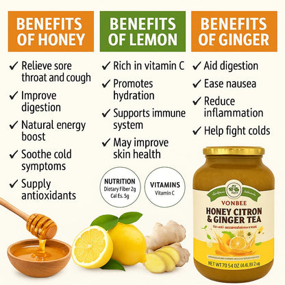 VONBEE HONEY CITRON & GINGER TEA 4.4 Lb Two Pack