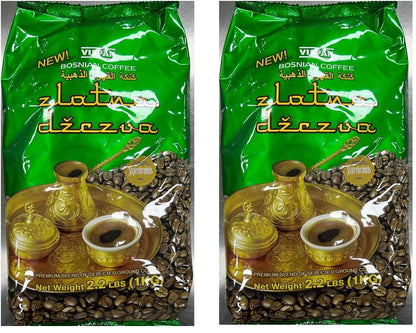 Vispak Zlatna Dzezva Ground Coffee 2.2lb - Pack of 2 (Total 2000g)