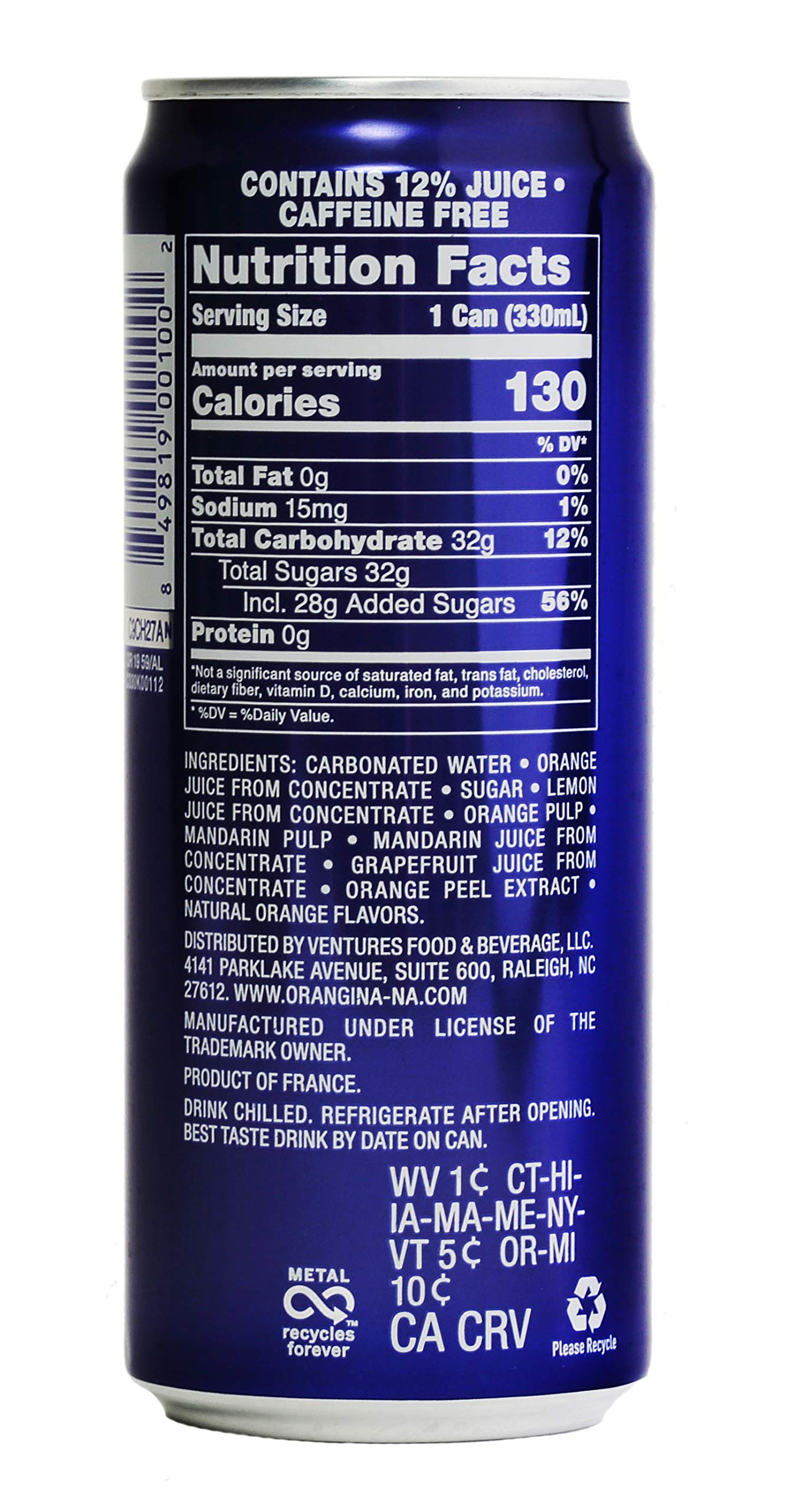 Orangina - Citrus Sparkling Juice Beverage - Light Pulp - Original Imported European French Recipe - No Artificial Ingredients - (Pack of 24) (11.2 oz Can)