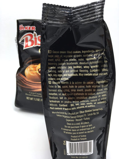 Ulker Biskrem 7.02oz each Pack of 6 Cocoa Cream Filled Cookies ( 205gr)
