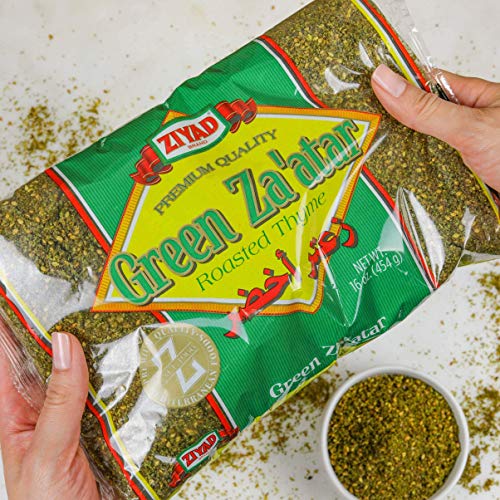 Ziyad Premium Green Za'atar Spice Blend,100% All-Natural Flavorful Spices, No Additives, No Preservatives, No Salt, No MSG, 15 Oz