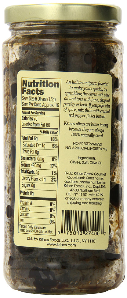 Krinos Olives, Italian Style Oil Cured, 10 Ounce (pack of 6)