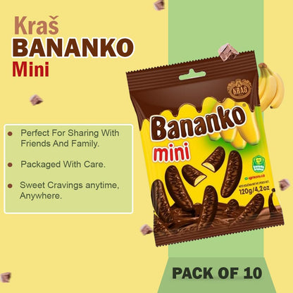 Kraš Bananko 120g - Irresistibly Delicious Mini Chocolate Covered Foam Bananas - Treat Yourself to Every Bite of Sweet Bliss! Pack of 5