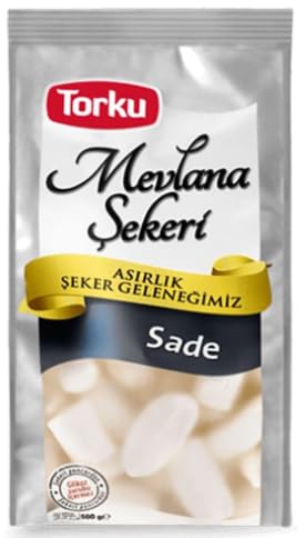 Torku-u Mevlana Plain Turkish Candy, Traditional Sugar Confection, 450g (Mevlana Sekeri)