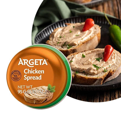 MOVEX Argeta Pate Spread Variety Pack, 6 Pack (2 Chicken, 2 Tuna, 2 Salmon), Orange/blue/red/green