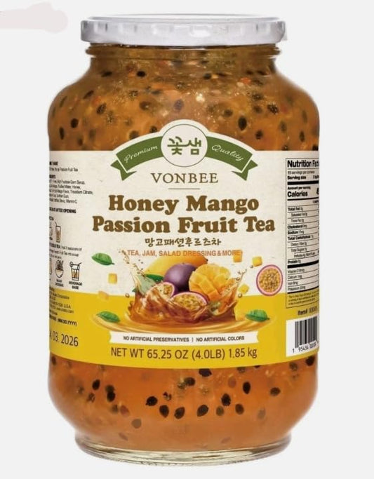 Vonbeee Honey Mango Passion Fruit Tea No Artificial Colors 65.25 oz (4 LB) -1 Jar