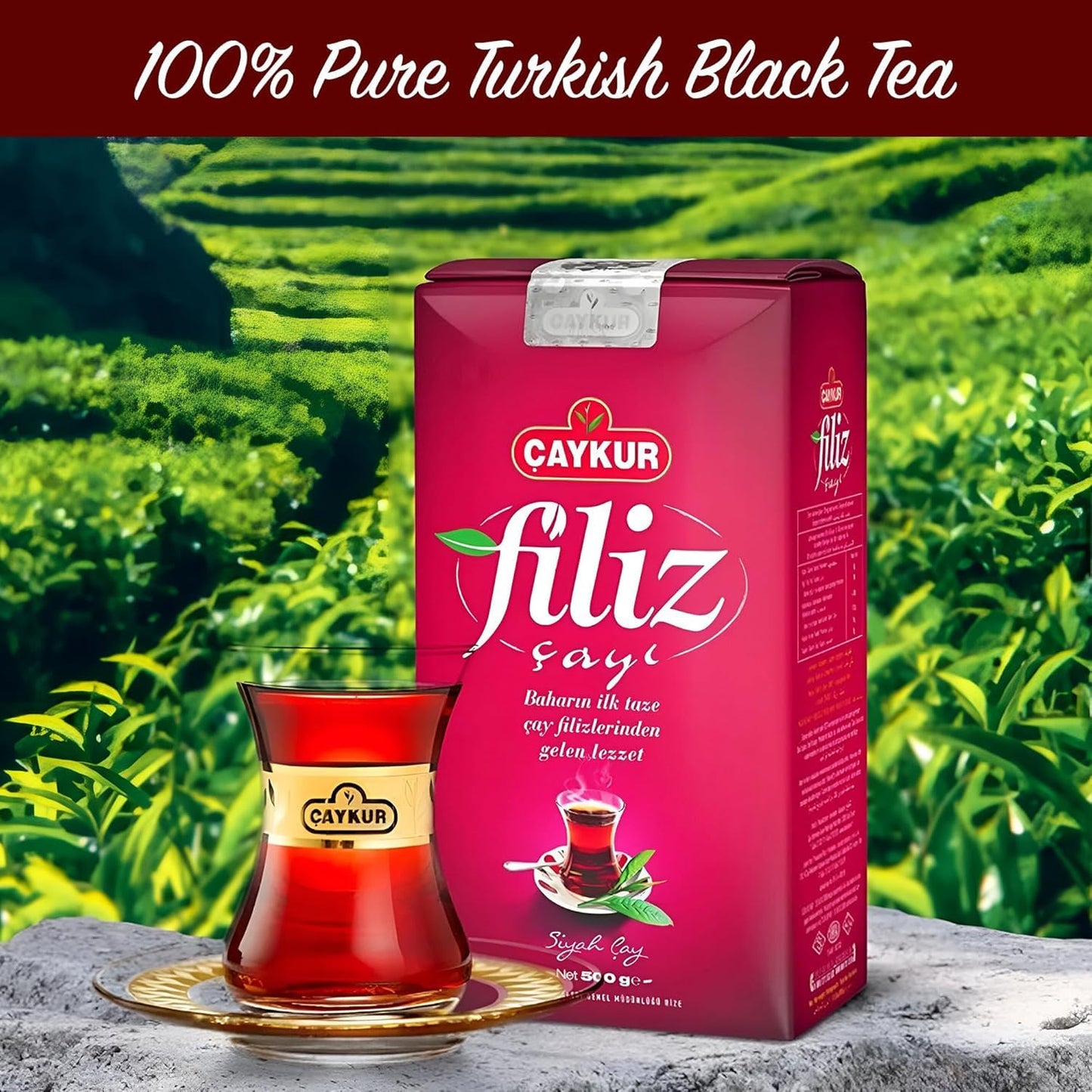 ÇAYKUR Filiz Black Tea, First Harvest Golden Tips, Loose Leaf Premium Tea, Best Flavor 500g / 17.6 Oz (Pack of 2)
