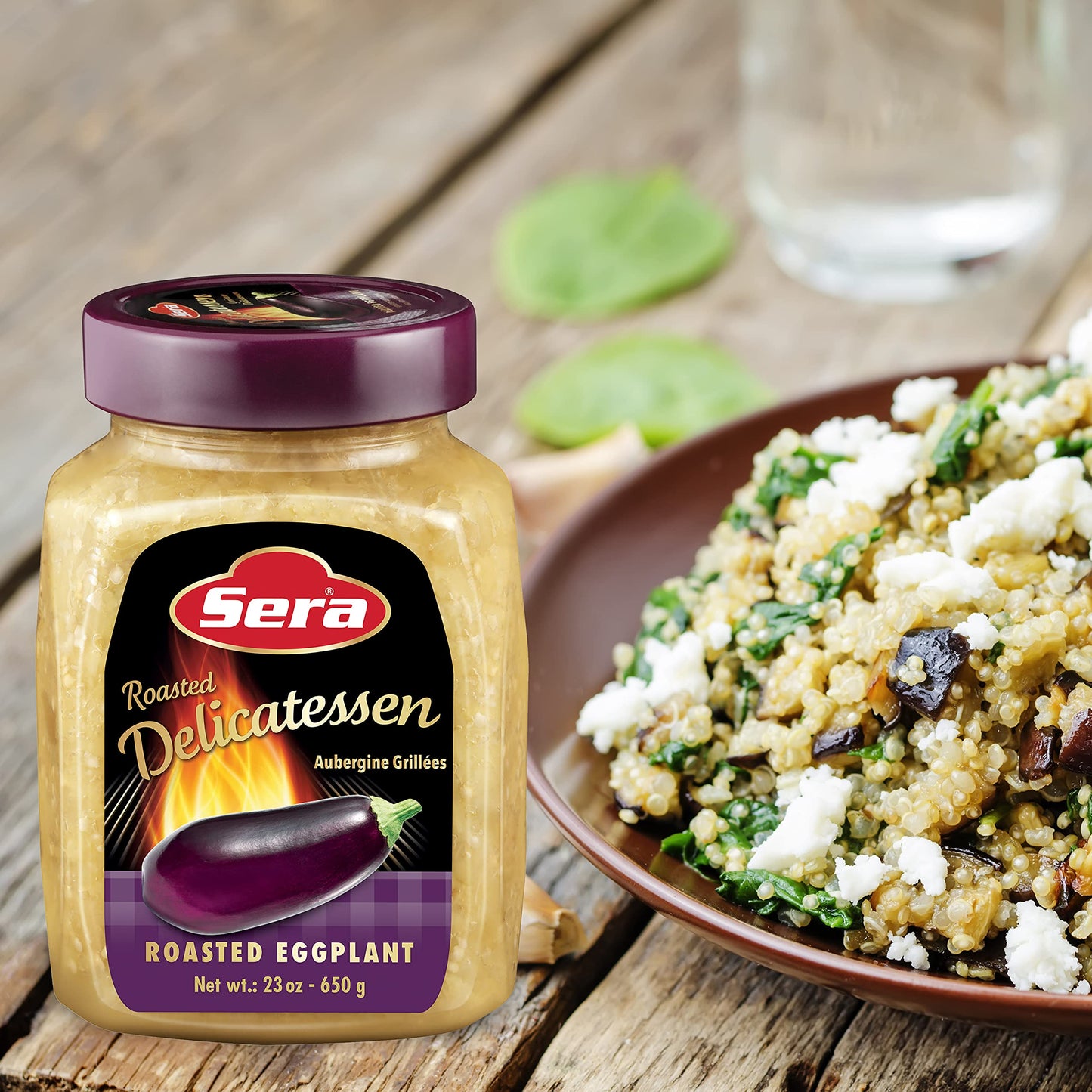 Sera Roasted Delicatessen Roasted Eggplant 23 Oz | Ready to Serve Precooked Eggplant | Smokey Flavor | Perfect for Grilling, Vegetables, Meats, Sandwiches! | Kosher
