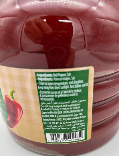 Seraa MILD Pepper Paste Jar 1650g No Sugar, No Artificial Preservatives. Great as a Spread or in Sandwiches 58.2Oz