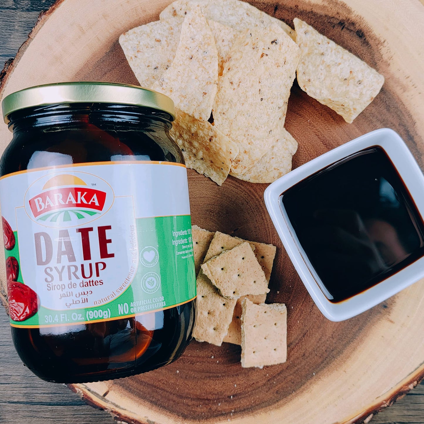Baraka Date Syrup No Sugar Added | Pure Unsweetened Date Syrup for Coffee, Smoothies & More | Raw Date Syrup Natural Sweetener – 100% Vegan, Paleo, Gluten-Free Natural Sugar Substitute (30.4oz Jar)