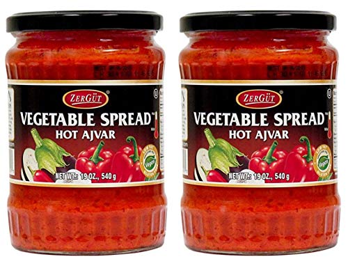 Zergut Vegetable Spread Hot Ajvar - Bulgaria - 19oz/540g - Pack of 2