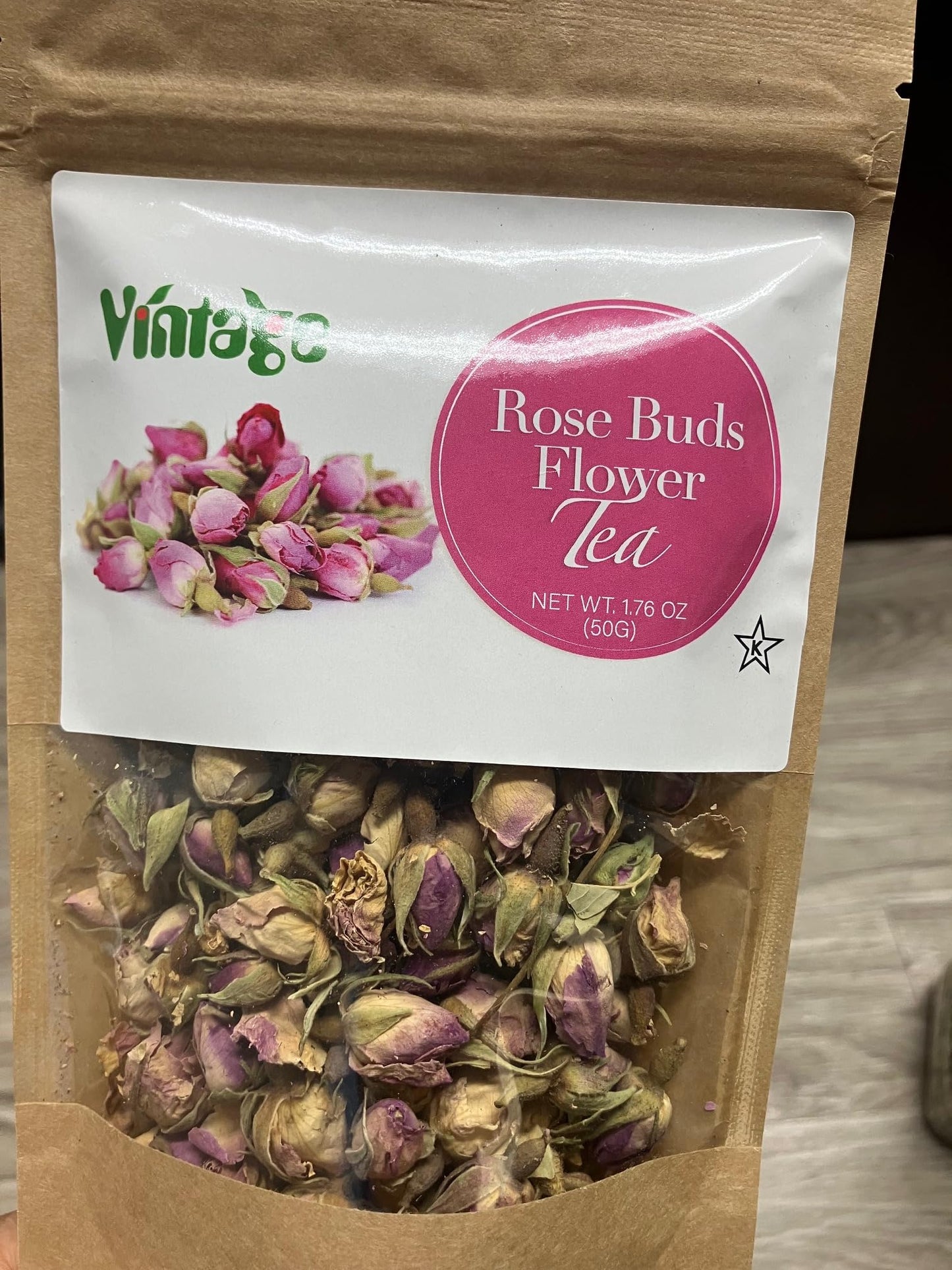 Vintage Dried Rose Buds, 1.76oz Edible Rose Buds For Desserts, Caffeine-Free Tea, Edible for Baking, Jam, Crafting, Dry, Natural, Vegan, Non-GMO, Gluten Free