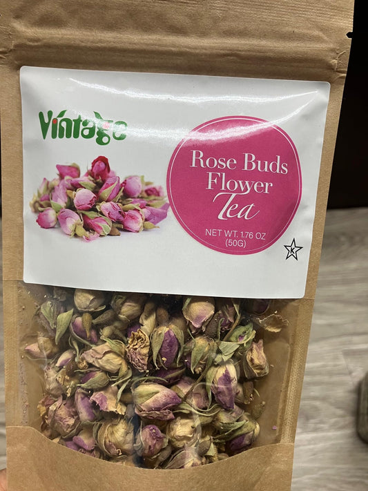 Vintage Dried Rose Buds, 1.76oz Edible Rose Buds For Desserts, Caffeine-Free Tea, Edible for Baking, Jam, Crafting, Dry, Natural, Vegan, Non-GMO, Gluten Free