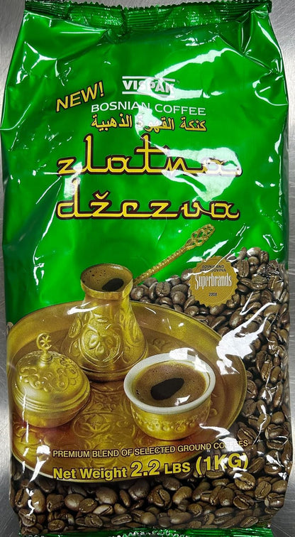 Vispak Zlatna Dzezva Ground Coffee 2.2lb - Pack of 2 (Total 2000g)