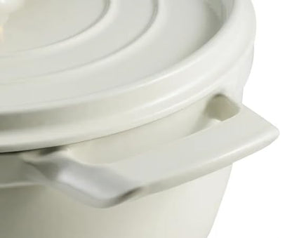 Trmontinaa 4-Quart and 6-Quart Enameled Cast Iron Round Dutch Ovens, 2-Pack (White)