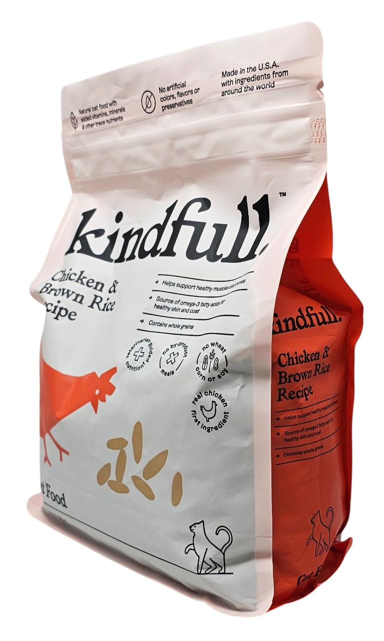 Kindfull Chicken and Brown Rice Dry Cat Food, 3 Pound Bag