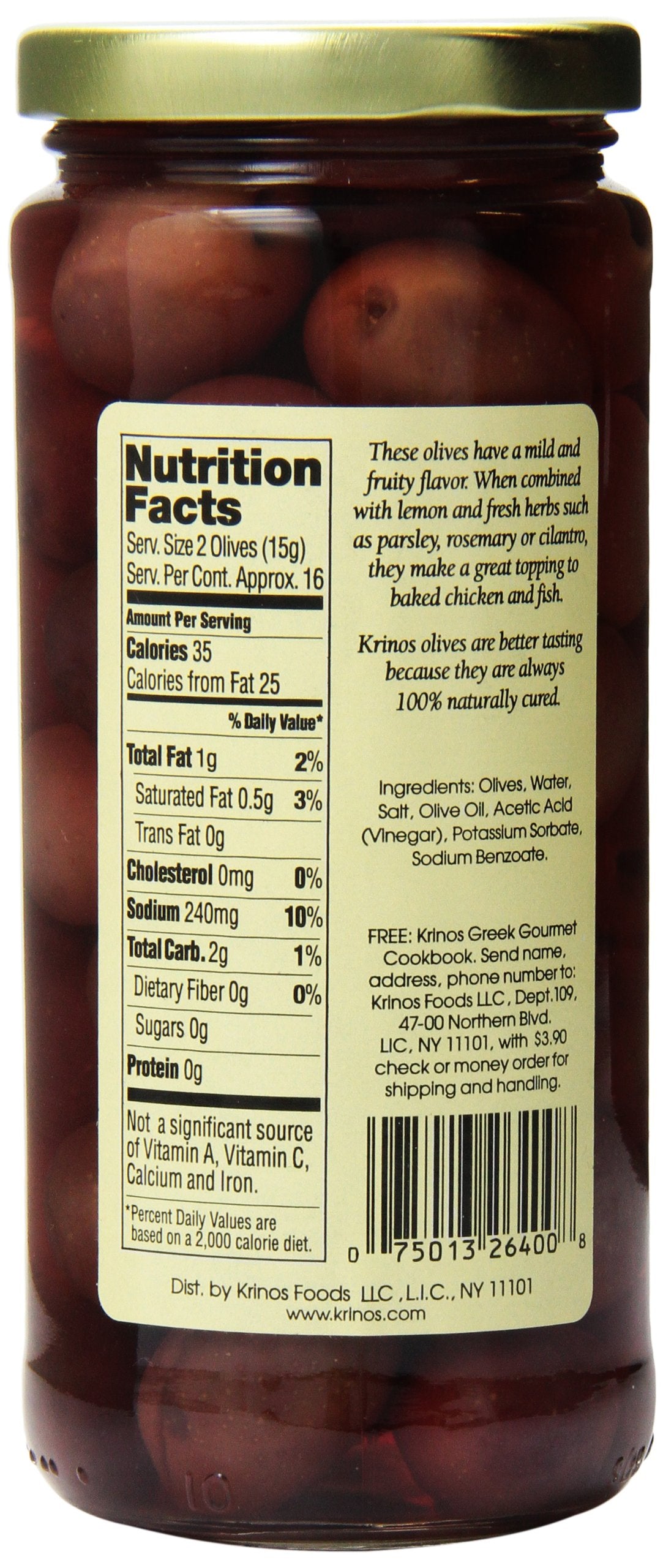 Krinos Black Olives in Brine, 16 Ounce