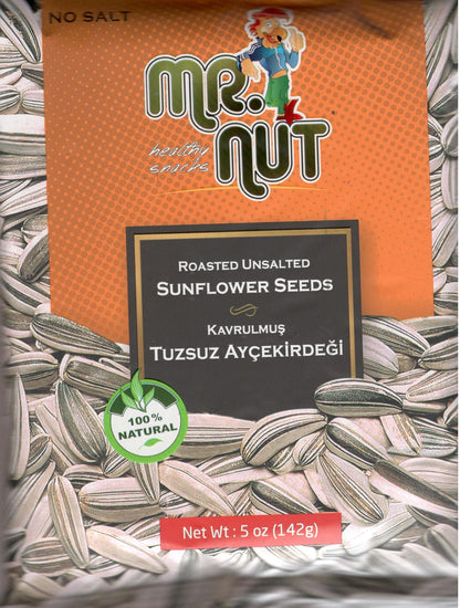 Mr. Nut Mr Nut Roasted UNSALTED SunFlower Seeds 5 oz,PACK of 2 (Aycicek cekirdegi)