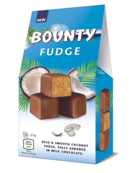 Bounty's-Fudge Chocolate Coconut, Rich and Smooth Milk Chocolate Covered. (110g)