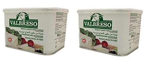 Valbreso French Sheep Feta Cheese, Easy-Open Tin, 21.4oz Halal) PACK of 2