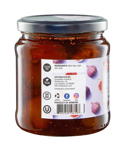 Tazah Fig Preserve 20oz Artisanal Preserve from Armenian Whole Black Figs Kosher, Vegan, Non-GMO, and Gluten-Free