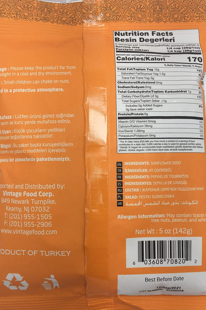 Mr. Nut Mr Nut Roasted UNSALTED SunFlower Seeds 5 oz,PACK of 2 (Aycicek cekirdegi)