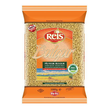 Reis Coarse Bulgur, Wheat Berries, Bulgur Wheat for Pilafs, Meals & Soups, Healthy Pantry Staples, Turkish Grocery Foods, High Fiber & Protein Cereal, Whole Grain Bag, Vegan, Halal, 2.2 Lb (1000g)